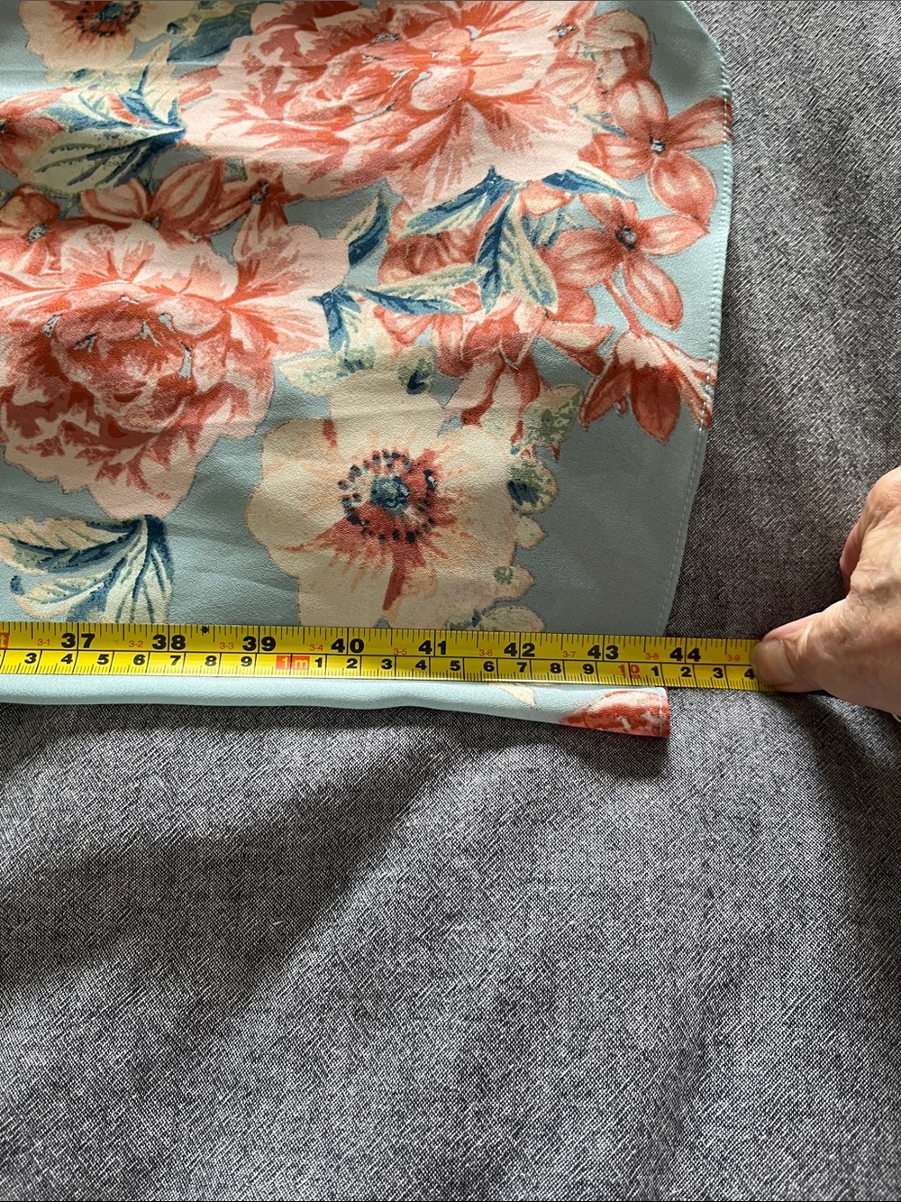 Olivaceous Light Blue Dress with Coral Floral Print Size SM  27”Waist - Picture 8 of 8